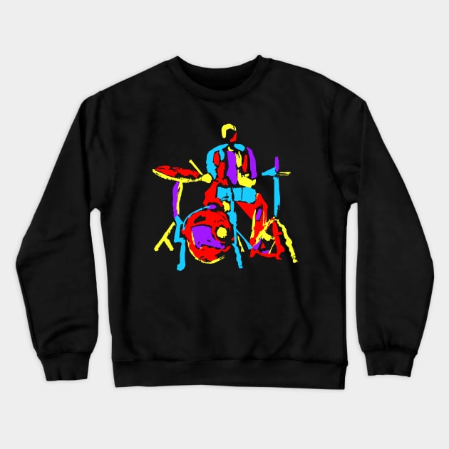 Abstract Colorful Drummer Crewneck Sweatshirt by jazzworldquest